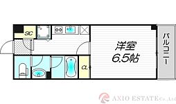 アスヴェル阿波座BLUEEARTH 1Kの間取図画像