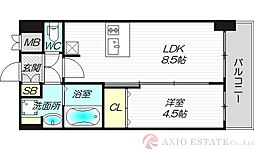 プレサンス新大阪ザ・シティ 1LDKの間取図画像