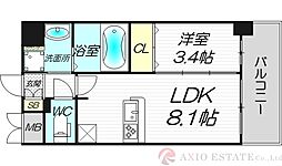 プレサンス新大阪ジェイズ 1LDKの間取図画像