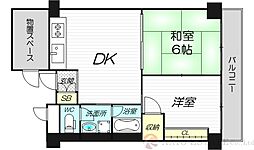 ニュー大阪ハイツ 2DKの間取図画像