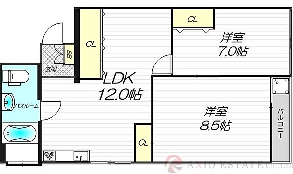 チサンマンション第3新大阪 ｜大阪府大阪市淀川区西中島5丁目(賃貸マンション2LDK・6階・54.55㎡)の写真 その2