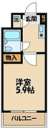 アーバン・ドヌール 1Kの間取図画像