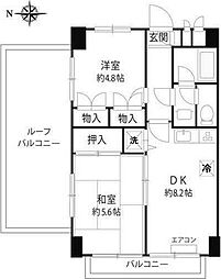 グリーンウッド大蔵 2DKの間取図画像