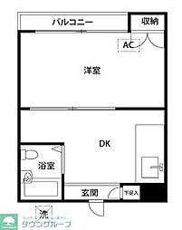 プラザドゥオスカー 1Kの間取図画像