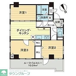 ライオンズマンション調布南 3DKの間取図画像