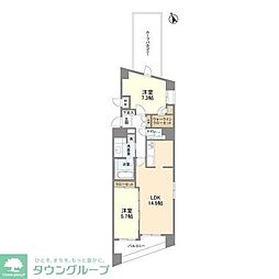ザ・パームス代々木上原コスモテラス 2LDKの間取図画像