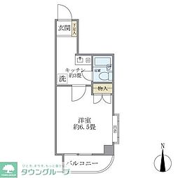 リシェス明大前 1Kの間取図画像