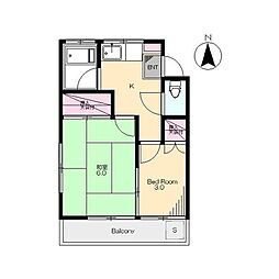 ケイナンハイツ 2Kの間取図画像