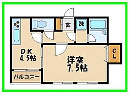 プロムナードF 1DKの間取図画像