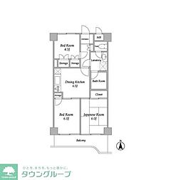 ベルエア調布 3DKの間取図画像