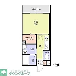 ガーデンテラスイースト 1Kの間取図画像