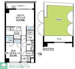 アリビオテラス芦花公園 1LDKの間取図画像