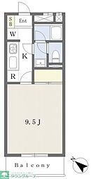 パレドール玉川 4階1Kの間取り