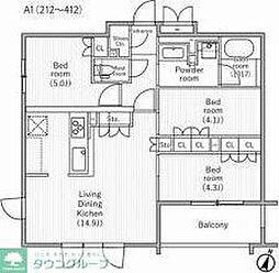nidoSAKURAGAOKA 4階3LDKの間取り