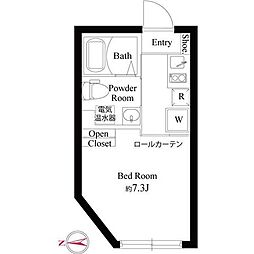 プラチナフォルム成城 2階ワンルームの間取り