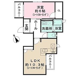 グランドール豪徳寺Ｖ 2階1LDKの間取り