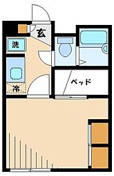 レオパレスＲＯＫＡ 2階1Kの間取り