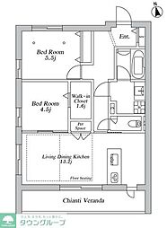 (仮称)登戸メゾン東棟 2LDKの間取図画像