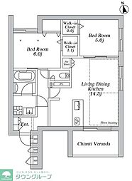 (仮称)登戸メゾン東棟 2LDKの間取図画像