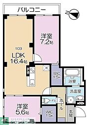 世田谷区船橋2丁目マンション 2LDKの間取図画像
