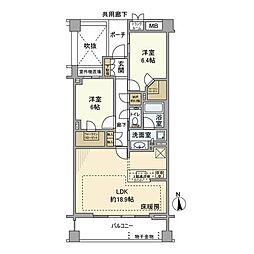 プラウド蘆花公園 2LDKの間取図画像