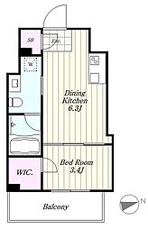 クレヴィアリグゼ世田谷松陰神社前 1DKの間取図画像