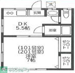 喜多見パース 1Kの間取図画像