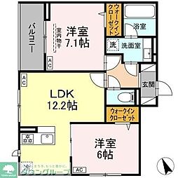 D Paina 宿河原6 2 2LDKの間取図画像