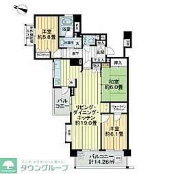 セザール千歳船橋コルティーレ 3LDKの間取図画像