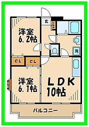 クレスト世田谷・1 2LDKの間取図画像