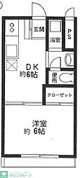 河野ハイムNo.1 1DKの間取図画像