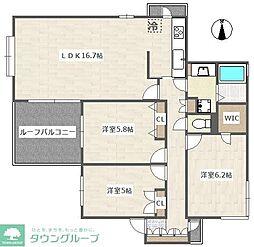 パーク・ハイム千歳船橋 3LDKの間取図画像