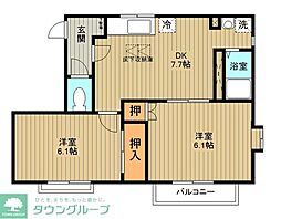 ハイツ富士 2DKの間取図画像