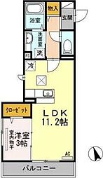 エクレウス下馬 1LDKの間取図画像