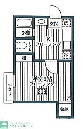 リーオ 1Kの間取図画像