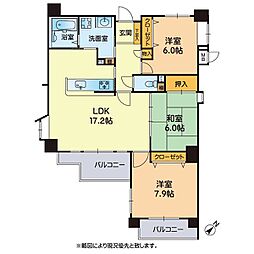 チュリス京町台 3LDKの間取図画像