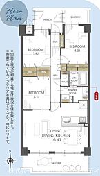 サーパス島崎 3LDKの間取図画像
