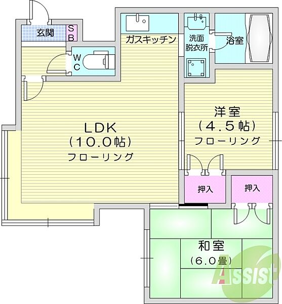 北海道札幌市北区北二十五条西16丁目(賃貸アパート2LDK・1階・42.12㎡)の写真 その2