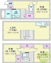 雪月花伍 1階3LDKの間取り