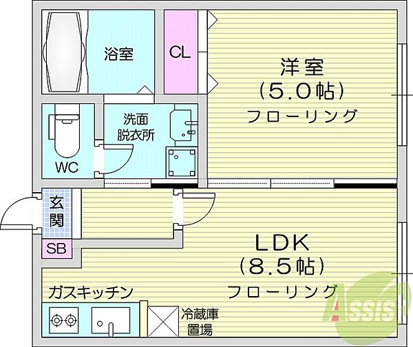 イーストコート1 ｜北海道札幌市中央区北一条東13丁目(賃貸アパート1LDK・3階・30.29㎡)の写真 その2