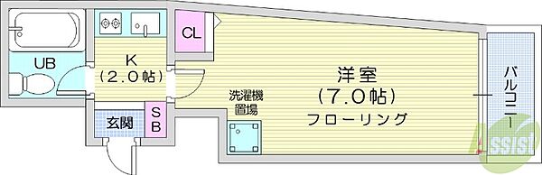 フロンティア北一条 ｜北海道札幌市中央区北一条西20丁目(賃貸マンション1K・2階・17.50㎡)の写真 その2
