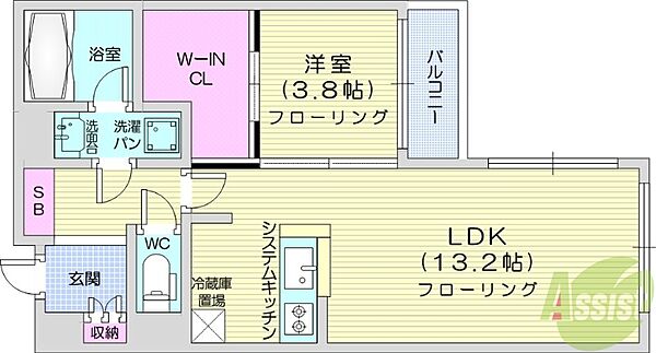 北海道札幌市北区北十七条西5丁目(賃貸マンション1LDK・5階・43.16㎡)の写真 その2