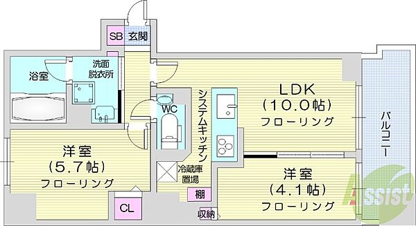 ラ・クラッセ札幌大通ウエスト ｜北海道札幌市中央区南一条西19丁目(賃貸マンション2LDK・2階・40.79㎡)の写真 その2