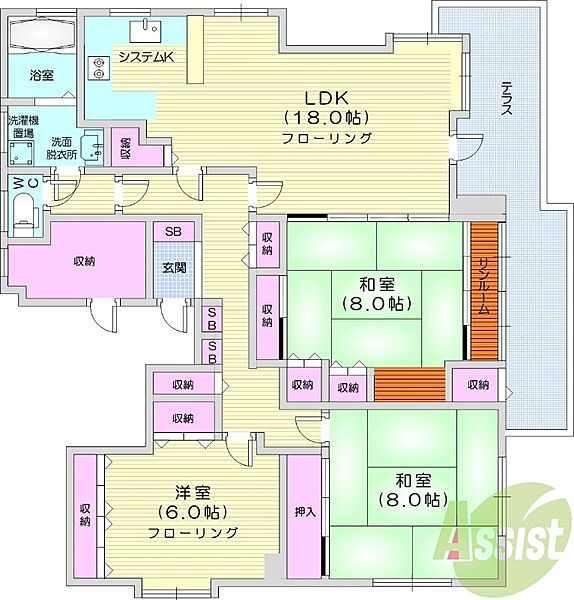 リブレ山鼻 ｜北海道札幌市中央区南十六条西9丁目(賃貸マンション3LDK・5階・75.00㎡)の写真 その2