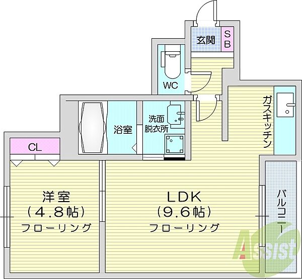 北海道札幌市北区麻生町6丁目(賃貸マンション1LDK・4階・36.00㎡)の写真 その2