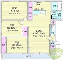 バーリントンコート2  ｜ 北海道札幌市北区屯田七条9丁目（賃貸マンション3LDK・1階・72.34㎡） その2