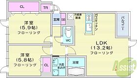 WE・21B  ｜ 北海道札幌市東区北五十一条東7丁目（賃貸アパート2LDK・2階・56.29㎡） その2