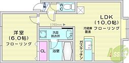 麻生N397 2階1LDKの間取り