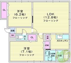 パストラーレC棟  ｜ 北海道札幌市東区北三十四条東2丁目（賃貸アパート2LDK・2階・63.02㎡） その2