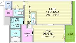 フォレスタ琴似 1階1LDKの間取り